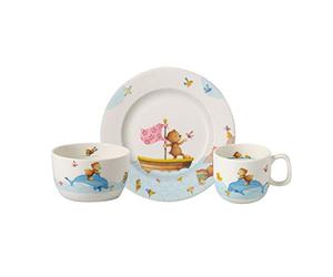 Villeroy & Boch - Happy as a Bear Children Dinnerware 3 Piece Set, 2-Year Break Replacement Guarantee, Dishwasher Safe, Microwave Safe, Kid Plate Bowl Mug Set, Premium Porcelain