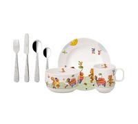 Villeroy & Boch - Hungry as a Bear, Children Dinnerware 7 Piece Set, 2-Year Break Replacement Guarantee, Dishwasher Safe, Kid Plate Bowl Cutlery Set, Premium Porcelain/Stainless Steel