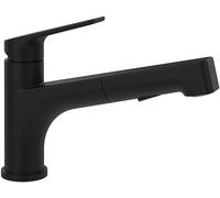 Villeroy & Boch Junis Shower High Pressure Kitchen Faucet with Extendable Spray Head and Switch Function, Water-Saving Sink Mixer Tap, Spout Height 112 cm, Matte Black