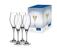 Villeroy & Boch - La Divina Champagne Glass Set 4 Pieces 260 ml, Dishwasher Safe, Prosecco Glasses, Flute Glass, Crystal Glass