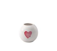 Villeroy & Boch like With Love vase, dimensions: approx. 9.5 x 9.5 x 8.5 cm, white with red watercolour decor, dishwasher-safe, heart pattern, decorative small vase, premium porcelain