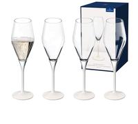 Villeroy & Boch - Manufacture Rock Blanc Champagne Glass Set, 4pcs. Glass Set for Sparkling Wine and Champagne, 260 ml, Crystal Glass, Matte White Slate Look