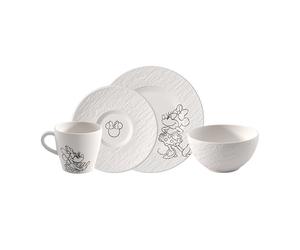 Villeroy & Boch Manufacture Rock Blanc Mickey Mouse 4 Piece Breakfast Set