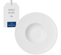 Villeroy & Boch - Manufacture Rock Blanc Pasta Plate 28 cm White, Dishwasher Safe, Microwave Safe, Dinner Plate for Soup or Pasta, Dinnerware, Tableware, Premium Porcelain