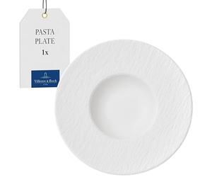 Villeroy & Boch - Manufacture Rock Blanc Pasta Plate 28 cm White, Dishwasher Safe, Microwave Safe, Dinner Plate for Soup or Pasta, Dinnerware, Tableware, Premium Porcelain