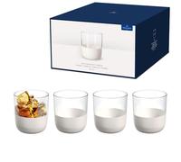 Villeroy & Boch - Manufacture Rock Blanc Whiskey Tumbler Set, 4pcs. Glass Set for Whiskey and Cocktails, 250 ml, Crystal Glass, Matte White Slate Look
