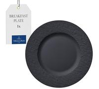 Villeroy & Boch - Manufacture Rock Breakfast Plate 22 cm Black, Dishwasher Safe, Microwave Safe, Black Salad Plate Ceramic, Premium Porcelain