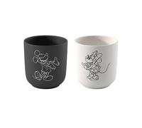 Villeroy & Boch Manufacture Rock - Mickey Mouse - Coffee Mug, 2 Pieces, Black/White, Dishwasher-Safe & Microwave-Safe, Slate Look with Disney Mickey Mouse Chalk Decoration, Premium Porcelain