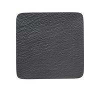 Villeroy & Boch 10-4239-2680 Manufacture Rock Square/Gourmet Serving, Modern Presentation Plate Maoffrom Premium Porcelain, Dishwasher Safe, Black,32X32X1,5CM