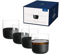 Villeroy & Boch - Manufacture Rock Shot Glass Set/Shot Glass, Set of 4, Crystal Glass with matt Black Base, Capacity 40 ml