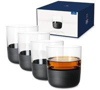 Villeroy & Boch - Manufacture Rock Whisky Glass Set, 4 pces, Crystal Glass with matt Black Base, Capacity 250 ml