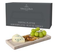 Villeroy & Boch - Manufacture Travertine Serving Platter Beige, Hand-Crafted, Rectangular Plate Made from Natural Stone in Sand, Rectangular Plate Stone, Crockery, Travertine