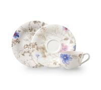 Villeroy & Boch Mariefleur Gris Basic Coffee Set for up to 6 people, 18 pieces, Premium Porcelain, White/Blue/Grey