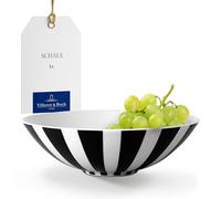 Villeroy & Boch - Memphis Collection Bowl Large Black-White Striped, Dishwasher-Safe, Microwave-Safe, Large Bowl, Iconic Design, Dish for Salad or Fruit, Premium Porcelain