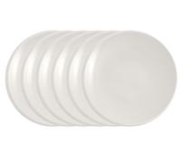 Villeroy & Boch - NewMoon Breakfast Plates, Pack of 6, 24 cm, Trendy Plate for Breakfast, Brunch, Cake or Dessert, Dishwasher, Microwave Safe, White