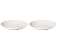 Villeroy & Boch - NewMoon Flat Bowl, Stylish Bowl for Serving Dishes, Premium Porcelain, White, Dishwasher Safe (Pack of 2)