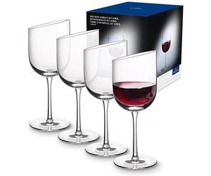 Villeroy & Boch - NewMoon red Wine Glass Set, 4 Pieces, Elegant, Modern red Wine Glasses for Day-to-Day use, Crystal Glass, Transparent, Dishwasher Safe