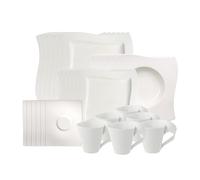 Villeroy & Boch NewWave Basic Table Set for up to 6 people, 30 pieces, Premium Porcelain, White