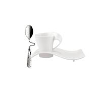 Villeroy & Boch NewWave Café Espresso Set, 3 pieces, Premium Porcelain, White