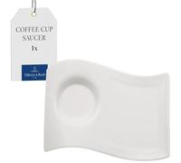 Villeroy & Boch NewWave Caffè Large Party Plate Saucer, 22 x 17 cm, Premium Porcelain, White
