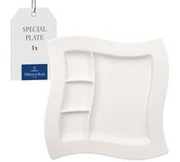 Villeroy & Boch - NewWave Grill Plate, Porcelain Plate with 3 dividers, Rectangular, Premium Porcelain, Dishwasher and Microwave Safe, White, 27 cm
