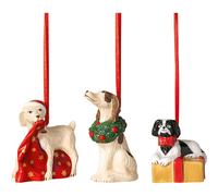 Villeroy & Boch - Nostalgic Ornaments 3-piece dogs ornament set, 5 x 5 x 7.5 cm, hard porcelain figurines as tree decorations or pendants, multicoloured
