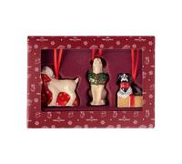 Villeroy & Boch - Nostalgic Ornaments 3-piece dogs ornament set, 5 x 5 x 7.5 cm, hard porcelain figurines as tree decorations or pendants, multicoloured