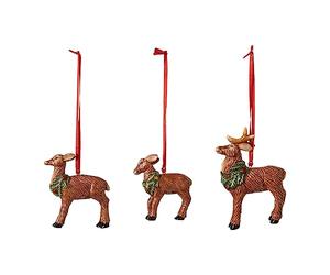 Villeroy & Boch - Nostalgic Ornaments deer family ornament set, 3-part, charming set of decorative figures made from hard porcelain, multi-coloured, 7 x 6 cm