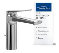 Villeroy & Boch Oasis Basin Mixer Tap - 114mm Spout Height, Pop-Up Waste, Ceramic Cartridge Chrome
