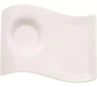 Villeroy & Boch NewWave Caffè Small Party Plate Saucer, 17 x 13 cm, Premium Porcelain, White