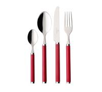 Villeroy & Boch Play! Red Roses Cutlery for up to 6 People, 24 Pieces, Stainless Steel, Red Plastic Handle