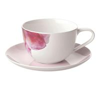 Villeroy & Boch - Rose Garden Breakfast Cup With Saucer, White / Pink - White