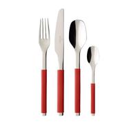 Villeroy & Boch S+ Cranberry Cutlery for up to 6 People, 24 Pieces, Stainless Steel, Handle Coated With Red Silicone