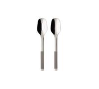 Villeroy & Boch S+ Taupe Salad Cutlery, 2 Pieces, Stainless Steel, Handle Coated With Grey Silicone