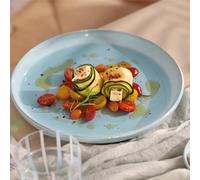 like. by Villeroy & Boch - Perlemor Aqua Plate, Dimensions: Approx. 24 × 24 × 3 cm, Blue, Dishwasher-Safe & Microwave-Safe, Pottery-Look Effect Glaze, Premium Porcelain Plate