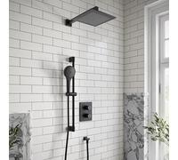 Villeroy & Boch Square Verve Complete Shower Set With Slider Rail Kit Matt Black
