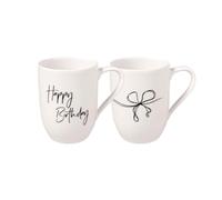 Villeroy & Boch - Statement Mug Set Happy Birthday 2 pcs, 280 ml, Premium Porcelain, White