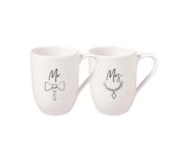 Villeroy & Boch - Statement Mug Set Mr and Mrs 2 pcs, 280ml, Premium Porcelain, White