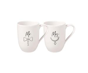 Villeroy & Boch - Statement Mug Set Mr and Mrs 2 pcs, 280ml, Premium Porcelain, White