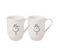 Villeroy & Boch - Statement Mug Set Mrs & Mrs, 2-Piece Mug Set, 290 ml, Gift Packaging, High-Quality Mugs Made of Premium Porcelain, Perfect for Couples, Gift for Weddings