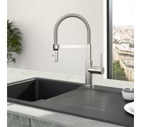 Kitchen Mixer Tap Villeroy & Boch Steel Expert Compact single lever, 400mm Brushed stainless steel