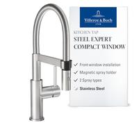Pull Out Kitchen Tap Villeroy and Boch Steel Expert Compact Window 403x220mm Massive stainless steel 929900LC