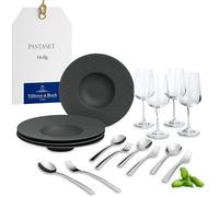 Villeroy & Boch - Tableware Set for Pasta and Wine Lovers, 12 pces., matt Black Slate Look, dinnerware for 4 People