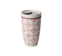 Villeroy & Boch - to Go Travel Coffee Mug Rose, Dishwasher Safe, Microwave Safe, Coffee Cup, Porcelain Rose Colour, Large Cup, Cup for Tea, Premium Porcelain and Silicone and Textile