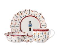 Villeroy & Boch - Toy's Delight Breakfast Set for 2 Nutcracker 6 Pieces Multicoloured, Christmas, Crockery Set with Breakfast Plates, Cups and Bowls, Christmas Dishes, Premium Porcelain