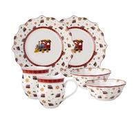 Villeroy & Boch - Toy's Delight Breakfast Set for 2 Locomotive 6 Pieces Multicoloured, Christmas, Crockery Set with Breakfast Plates, Cups and Bowls, Christmas Dishes, Premium Porcelain