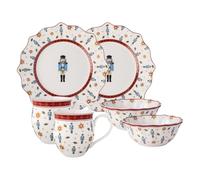 Villeroy & Boch - Toy's Delight Breakfast Set for 2 Nutcracker 6 Pieces Multicoloured, Christmas, Crockery Set with Breakfast Plates, Cups and Bowls, Christmas Dishes, Premium Porcelain