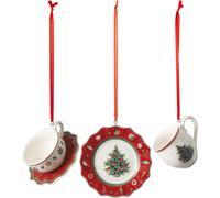 Festive Tableware Ornaments - Villeroy & Boch Set of 3 Red Porcelain Decorations