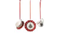 Festive Tableware Ornaments - Villeroy & Boch Set of 3 Red Porcelain Decorations