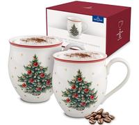 Villeroy & Boch - Toy's Delight Mug Christmas Tree 2-Piece Red and White, Dishwasher Safe, Microwave Safe, Christmas Mug, Coffee Mug, Cup for Tea, Christmas Decoration Indoor, Premium Porcelain
